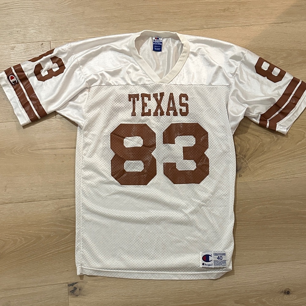 Champion White and burnt orange University of Texas 83 Jersey